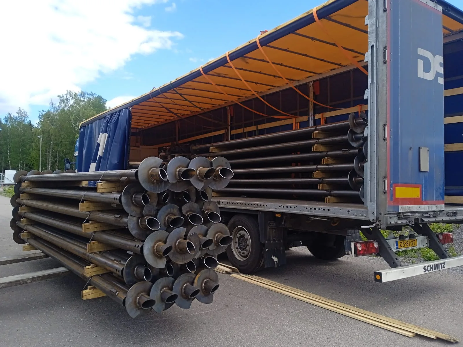 Finished helical piles with connection details