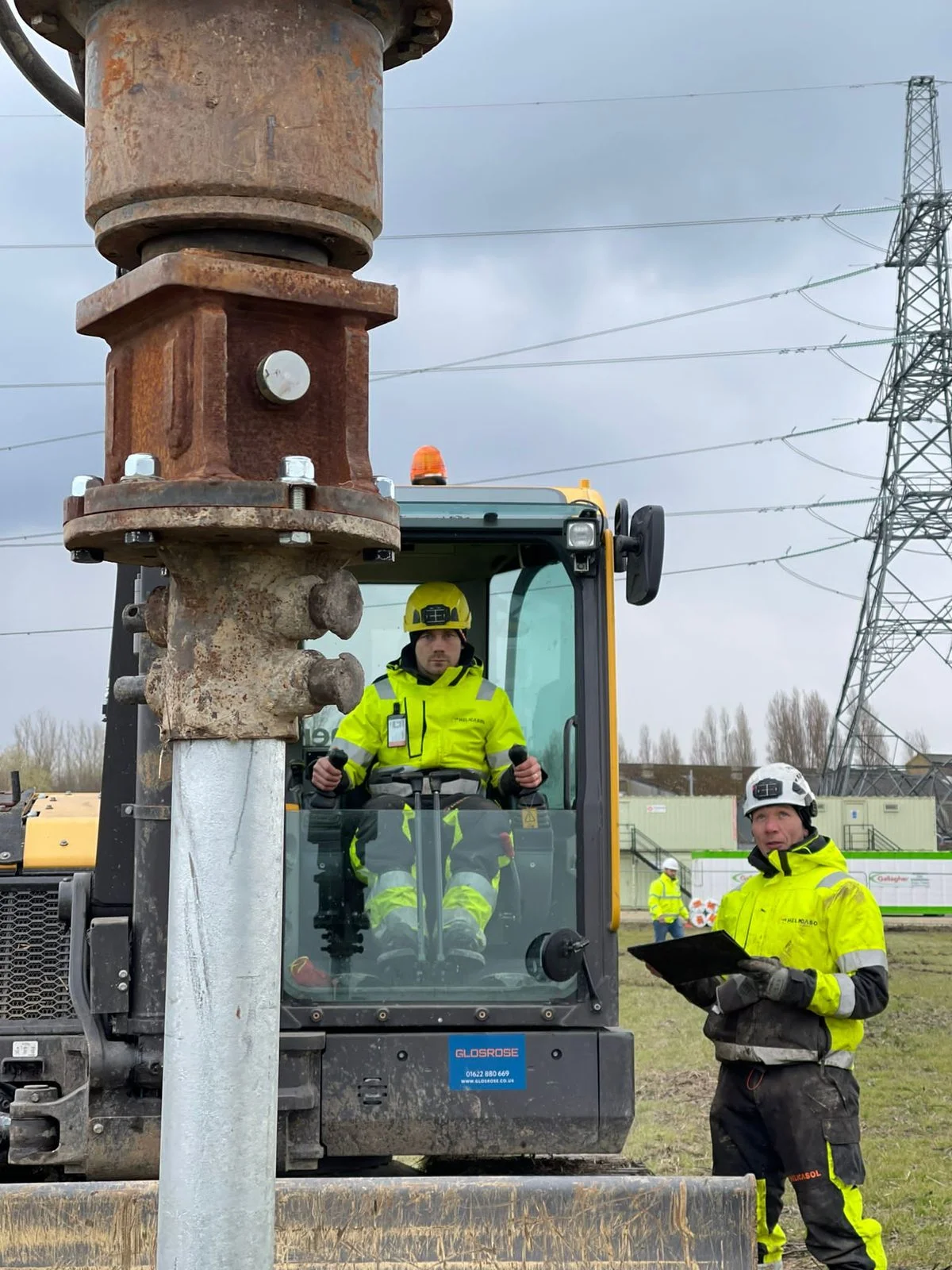 Solar panel mounting structure on screw pile foundations