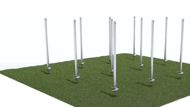 Pali a vite HELIX posizionati nel terreno in cantiere