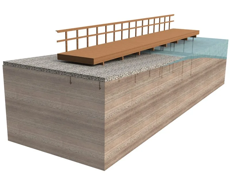 Pontile su fondazioni a pali a vite